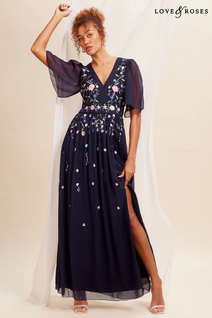 Embellished short sleeve hotsell maxi dress