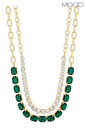 Mood Gold Crystal Emerald Cut Short Necklace - Pack of 2 (K65879) | £22