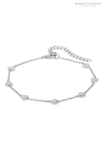 Simply Silver Silver Polished Heart Station Bracelet (K65884) | £30