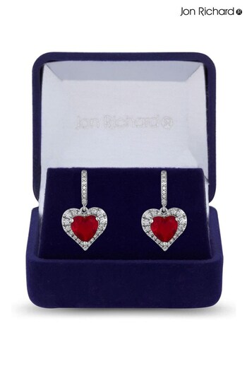 Jon Richard Silver Cubic Zirconia Heart Earrings - Gift Boxed (K65943) | £35
