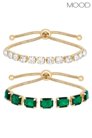 Mood Gold Emerald Cut Toggle Bracelet - Pack of 2 (K65959) | £20