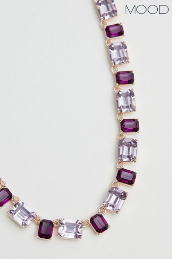 Mood Gold Pretty Purple Stone Set Collar Necklace (K65966) | £25
