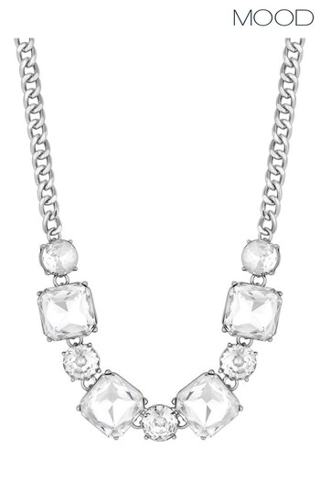 Mood Silver Crystal Oversized Cushion Choker Necklace (K65972) | £22