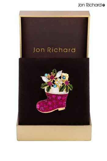 Jon Richard Gold Christmas Boot Brooch - Gift Boxed (K65988) | £28