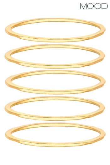 Mood Gold Polished Sculpted Bangle Bracelets - Pack of 5 (K66046) | £18