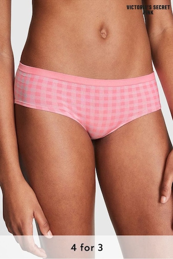 Victoria's Secret PINK Pink Bubble Gingham Jaquared Seamless Hipster Knickers (K66194) | £9