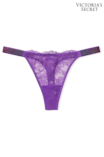 Victoria's Secret Violetta Purple Lace Thong Shine Strap Knickers (K66205) | £20
