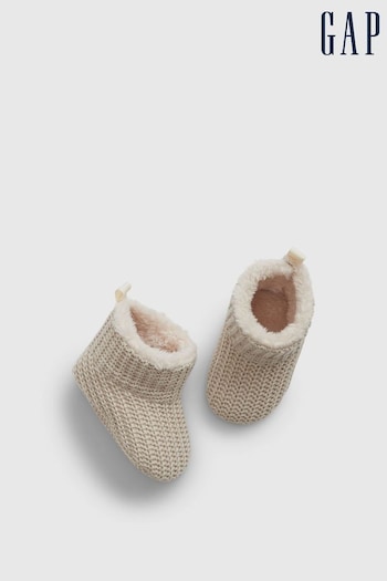 Gap Cream Sherpa-Lined Knit Booties (K66233) | £20