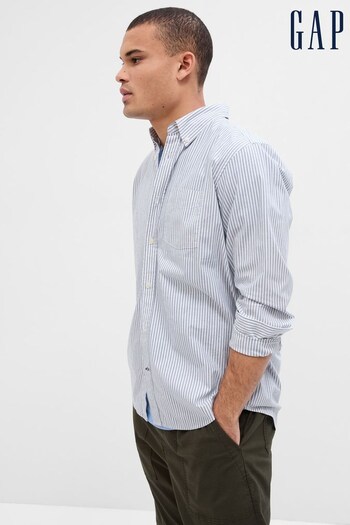 Gap White Stretch Long Sleeve Poplin Shirt in Standard Fit (K66245) | £35