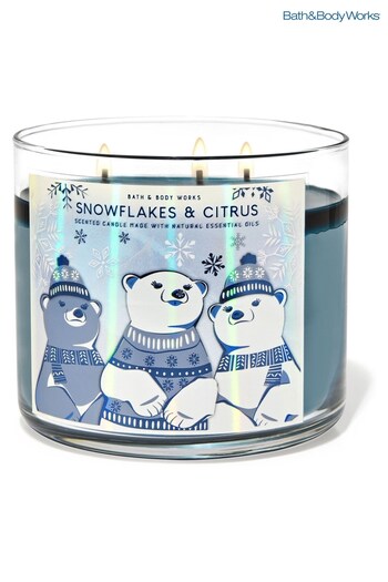 Bath & Body Works Snowflakes and Citrus Christmas 3 Wick Candle 14.5 oz / 411 g (K66366) | £29.50