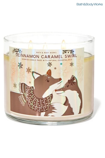 Bath & Body Works Cinnamon Caramel Swirl 3Wick Candle 14.5 oz 411 g (K66370) | £20.50