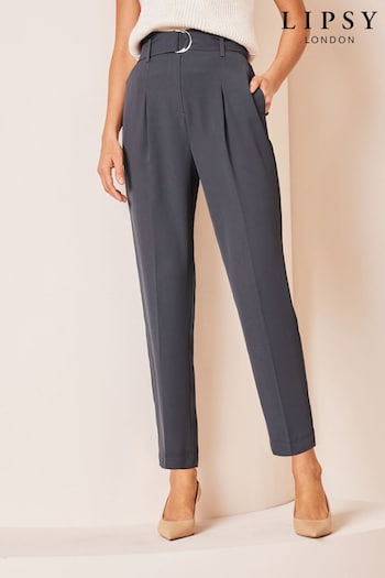 Lipsy Grey Petite Tapered Belted Smart Trousers Orange (K66597) | £42