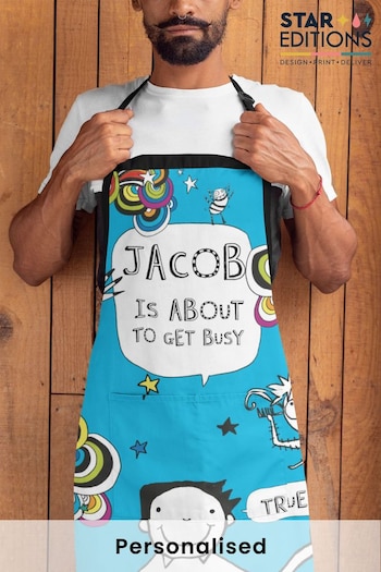 Personalised Blue Get Busy Monster Tom Gates Apron - Adults by Star Editions (K66633) | £24.99