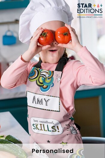 Personalised Pink Excellent Skills Yum Apron - Kids by Star Editions (K66636) | £14.99