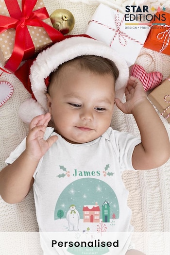 Personalised Snowglobe First Christmas Baby Grow by Star Editions (K66639) | £17.99