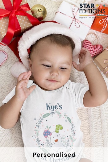 Personalised Snowdog First Christmas Baby Grow by Star Editions (K66640) | £17.99