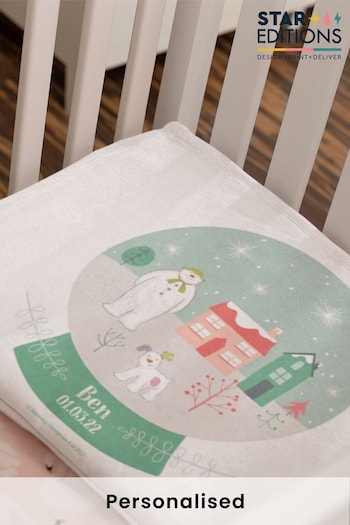 Personalised The Snowman and the Snowdog Snow Globe Blanket by Star Editions (K66641) | £16.99
