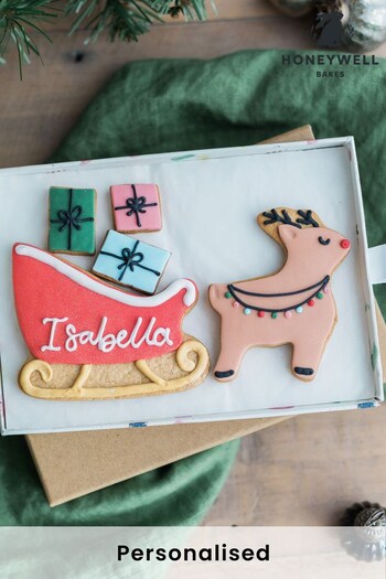 Personalised Sleigh Ride Biscuits by Honeywell Bakes (K66795) | £18