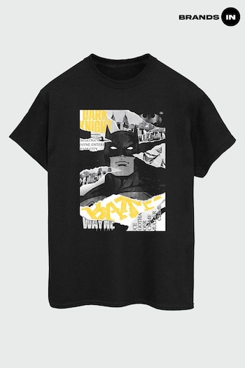 Brands In Black Warner Bros 100th Celebration Batman Newspaper Men Black T-Shirt (K66807) | £23