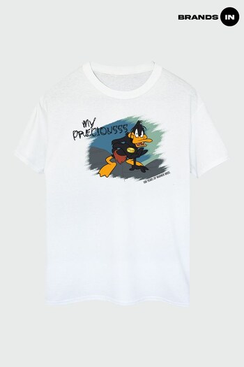 Brands In White Warner Bros 100th Celebration Daffy Duck My Precious Men White T-Shirt (K66808) | £23