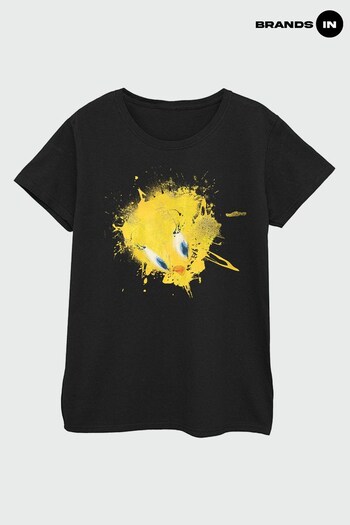 essential In Black Warner Bros 100th Celebration Tweety Splat Women Black T-Shirt (K66812) | £23