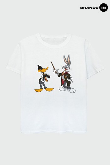 Brands In White Warner Bros 100th Celebration Looney Tunes Gryffindor Boys White T-Shirt (K66816) | £17