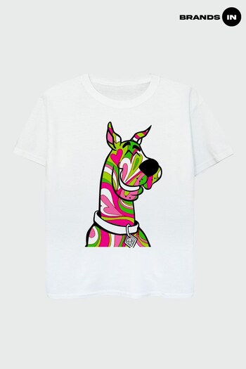 Brands In White Warner Bros 100th Celebration Scooby Doo Swirly Girls White T-Shirt (K66818) | £17