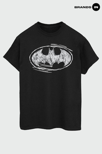 Brands In Black Batman Sketch Logo Men Black T-Shirt (K66824) | £23