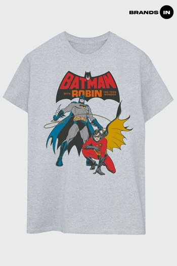 Brands In Grey Batman And Robin Comic Men Heather Grey T-Shirt (K66831) | £23