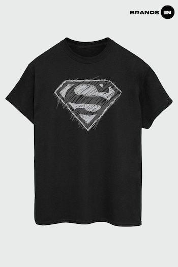 Brands In Black Superman Logo Sketch Men Black T-Shirt (K66834) | £23