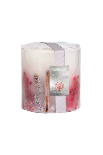 Stoneglow Natures Gift Goji Berry and Rose Pillar Candle (K66861) | £25