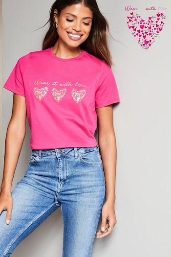Wear it with Love Pink Boyfriend T-Shirt - Emerald (K66963) | £18