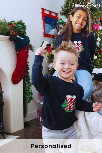 Personalised Embroidered Candy Cane Sweatshirt for Younger Kids by Percy & Nell (K67024) | £30