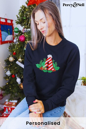 Personalised Embroidered Candy Cane Sweatshirt for Ladies by Percy & Nell (K67026) | £35
