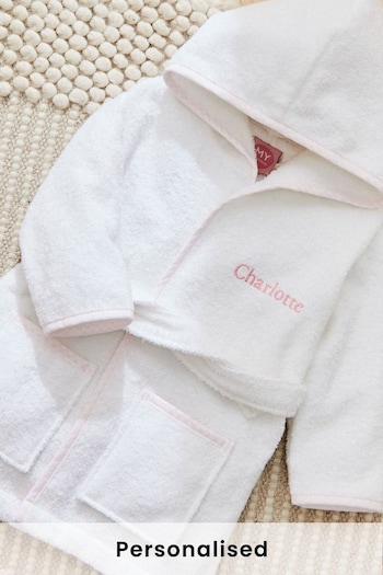 Personalised Pink Gingham Trim Towelling Robe by My 1st Years (K67040) | £32