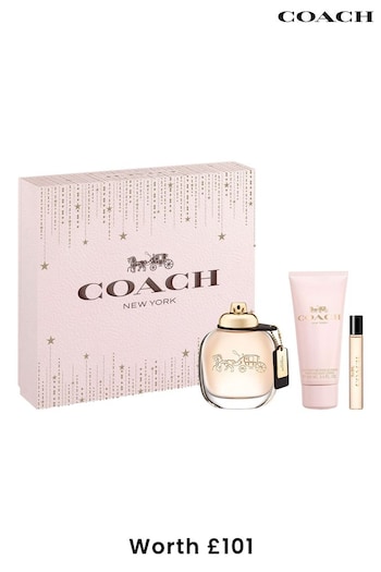 COACH Production Eau de Parfum 90ml, Travel Spray 7.5ml and Body Lotion 100ml Gift Set (K67070) | £76