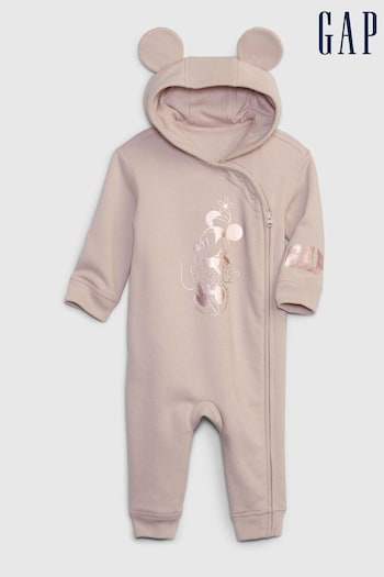 Gap Pink Disney Minnie Mouse Zip Hooded All in One - Baby (Newborn - 24mths) (K67177) | £30