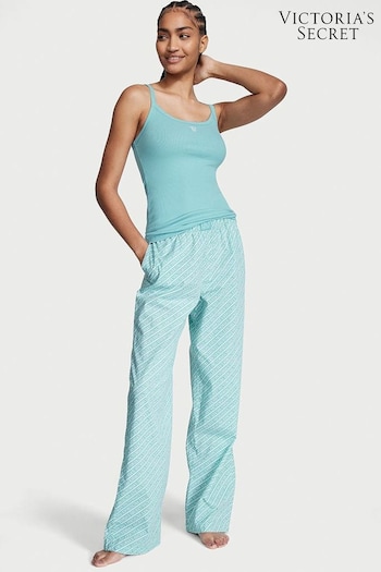 Victoria's Secret Fountain Blue Logo Stripe Cami Long Pyjamas (K67327) | £45