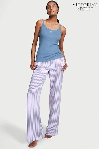 Victoria's Secret Faded Denim Stripe Blue Cami Long Pyjamas (K67332) | £45