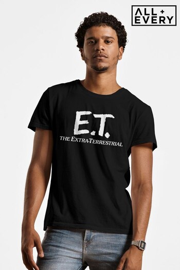 All + Every Black E.T. Retro Text Logo (Inverse Used) Men's T-Shirt (K67381) | £23