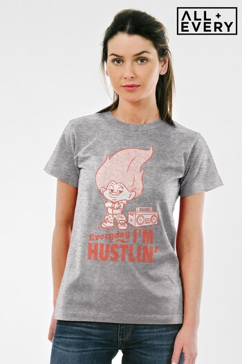 All + Every Grey Marl Trolls Everyday Im Hustlin Women's T-Shirt (K67396) | £23