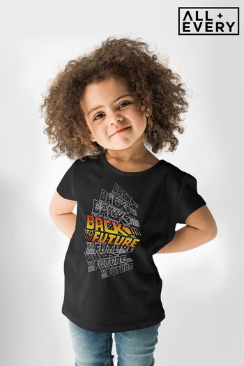 All + Every Deep Black Universal Back To The Future Classic Layered Logo Inversion Used Kids T-Shirt (K67408) | £19