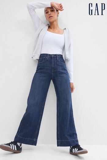 Gap Blue High Rise Wide-Leg Jeans with Washwell (K67441) | £55