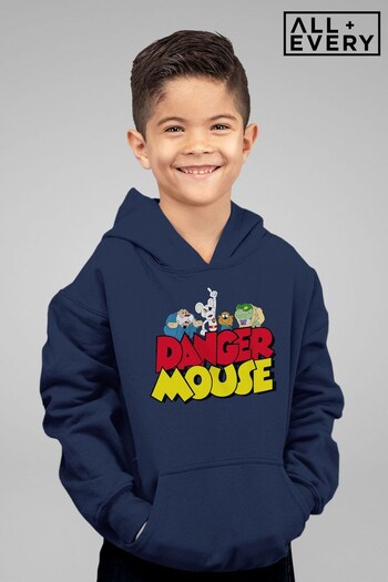 All + Every French Navy Danger Mouse Logo With Characters Kids Hooded Sweatshirt (K67516) | £29
