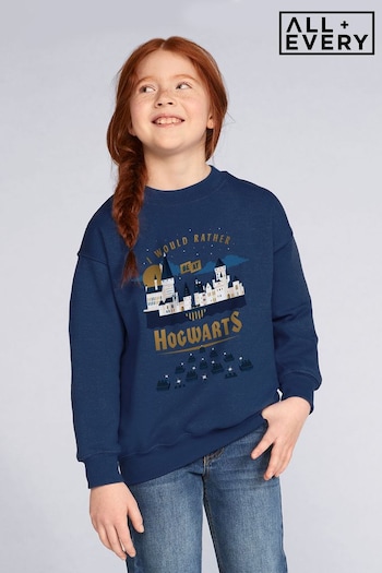 All + Every Navy Harry Potter I Would Rather Be At Hogwarts Kids Sweatshirt (K67538) | £26