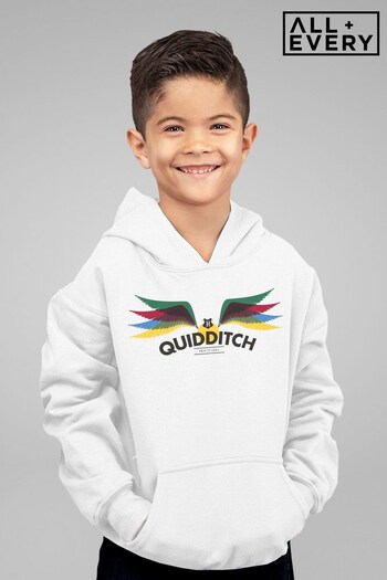 All + Every White Harry Potter Hogwarts Quidditch Golden Snitch Rainbow Kids Hooded Sweatshirt (K67548) | £29