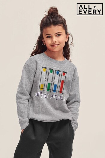 All + Every Heather Grey Harry Potter Hogwarts House Points Kids Sweatshirt (K67550) | £26