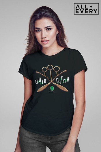 All + Every Black Harry Potter Quidditch Goalposts Women's T-Shirt (K67552) | £23