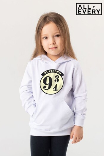 All + Every White Harry Potter Platform Nine And Three Quarters Kids Hooded Sweatshirt (K67554) | £29