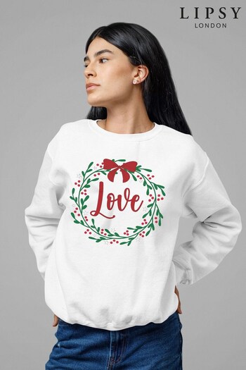 Lipsy White Wreath and Love Women's Sweatshirt by Lipsy (K67592) | £32